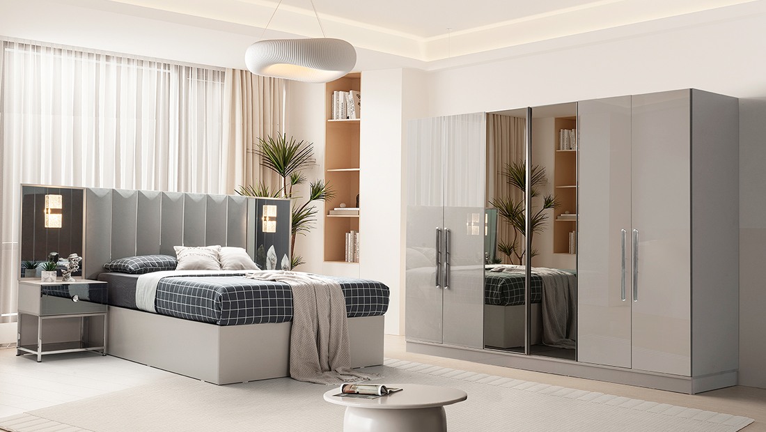 Hazal Sis Gri Yatak Odası