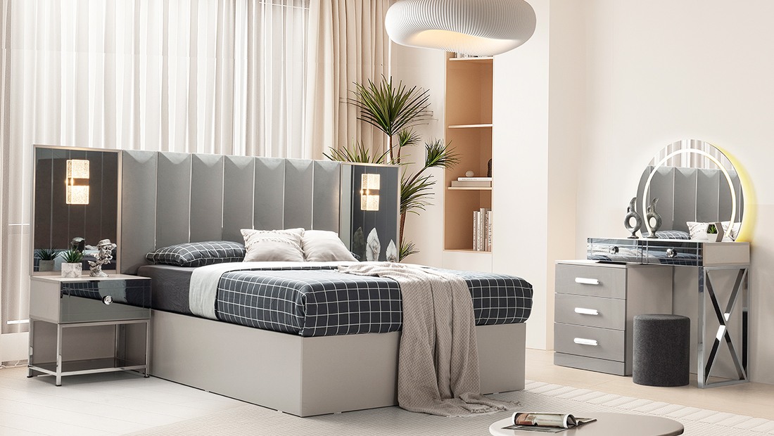 Hazal Sis Gri Yatak Odası